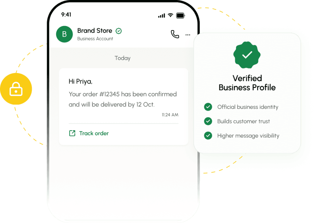 Security and verified WhatsApp business profile mockup